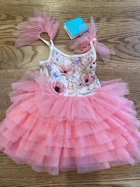 Posh Peanut Pink Floral Tulle Party Dress